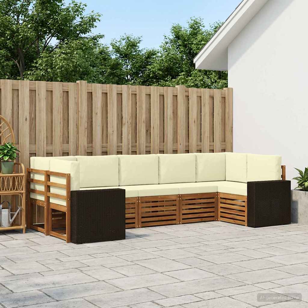 vidaXL Zestaw sofy narożnej 7 pcs Naturalny i Kremowy Poliester