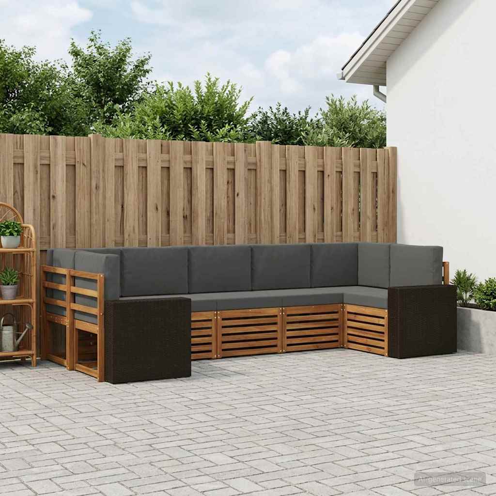 vidaXL Zestaw sofy narożnej 7 pcs Naturalny i Antracytowy Poliester