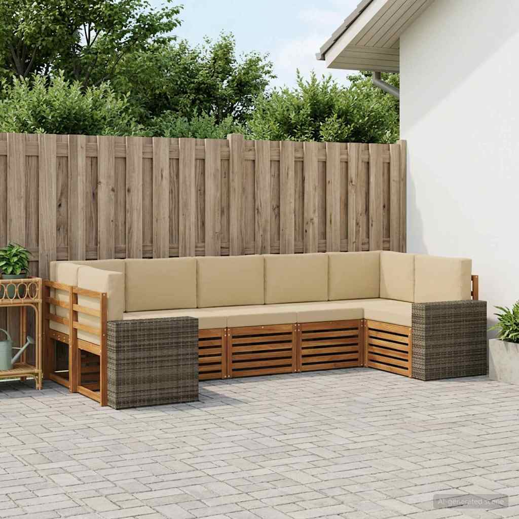 vidaXL Zestaw sofy narożnej 7 pcs Naturalny i Beżowy Poliester