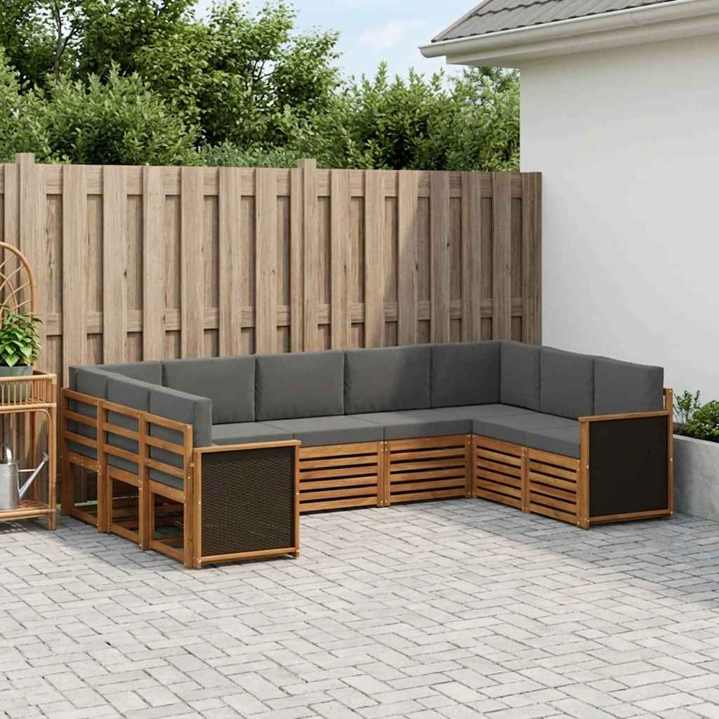 vidaXL Zestaw sofy narożnej z poduszką 7 pcs Naturalny i Antracytowy