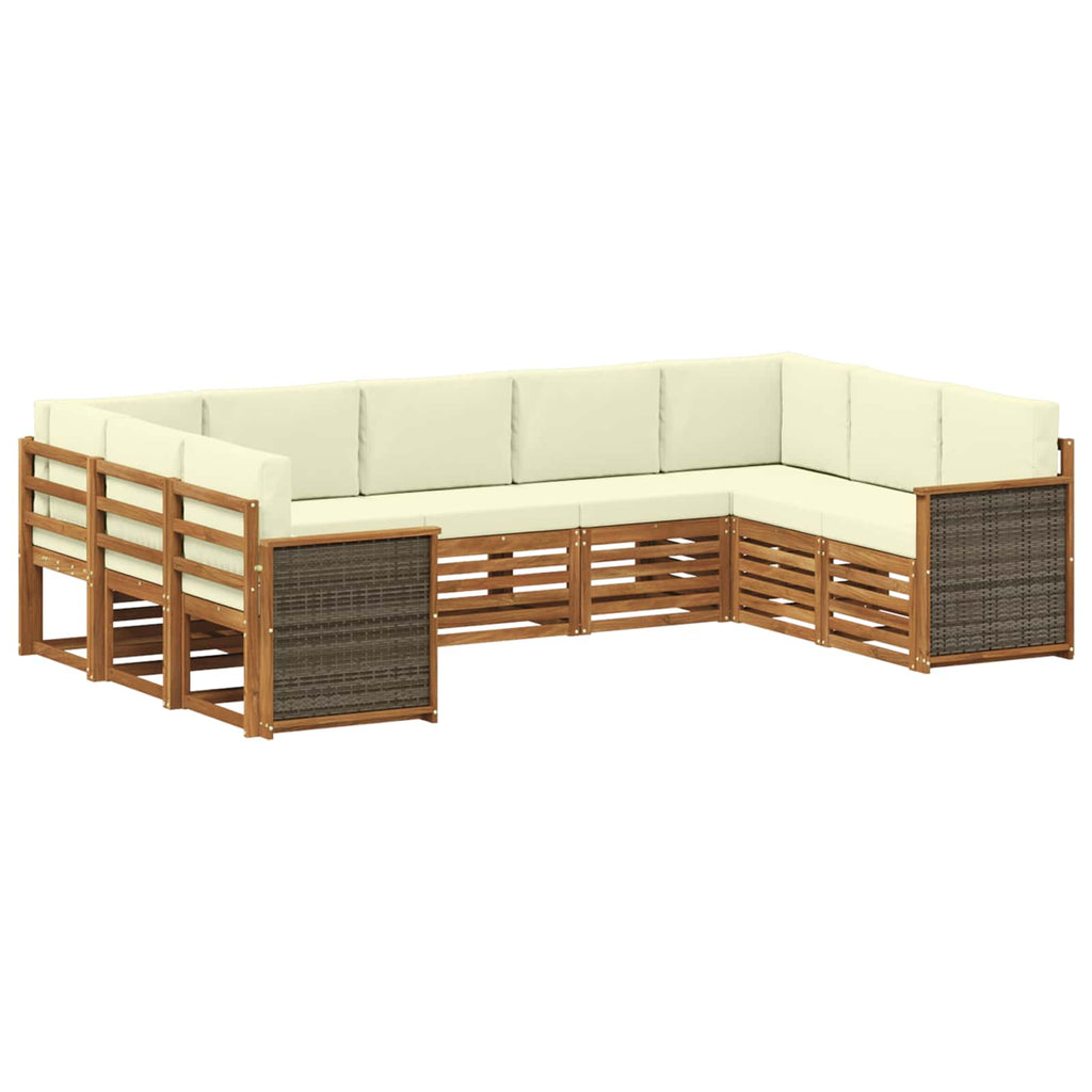 vidaXL Zestaw sofy narożnej z poduszką 7 pcs Naturalny i Kremowy