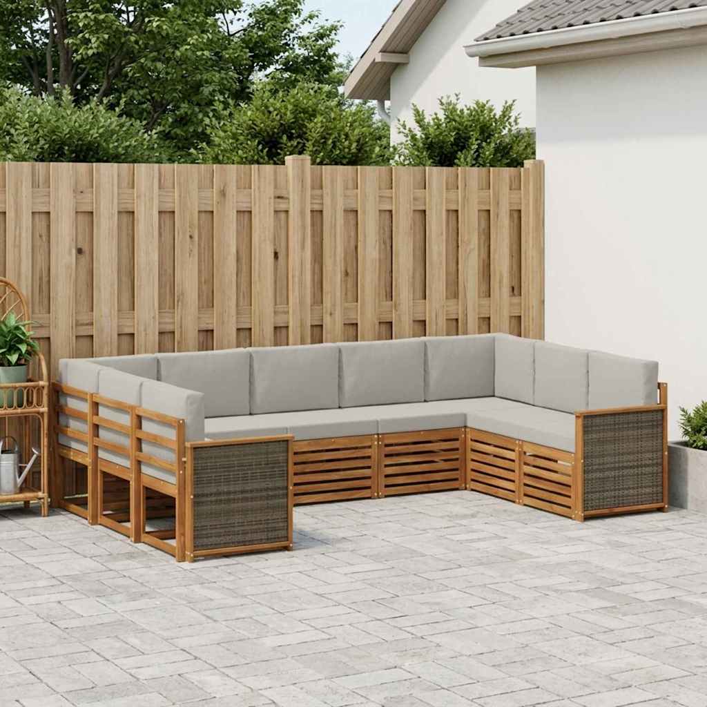 vidaXL Zestaw sofy narożnej z poduszką 7 pcs Naturalny i jasnoszary