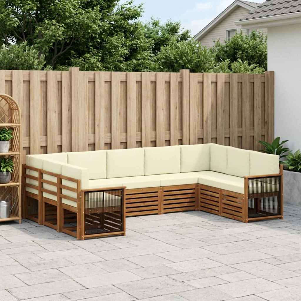 vidaXL Zestaw sofy narożnej z poduszką 7 pcs Naturalny i Kremowy