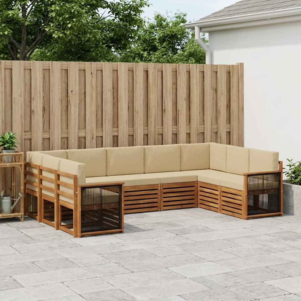 vidaXL Zestaw sofy narożnej z poduszką 7 pcs naturalny