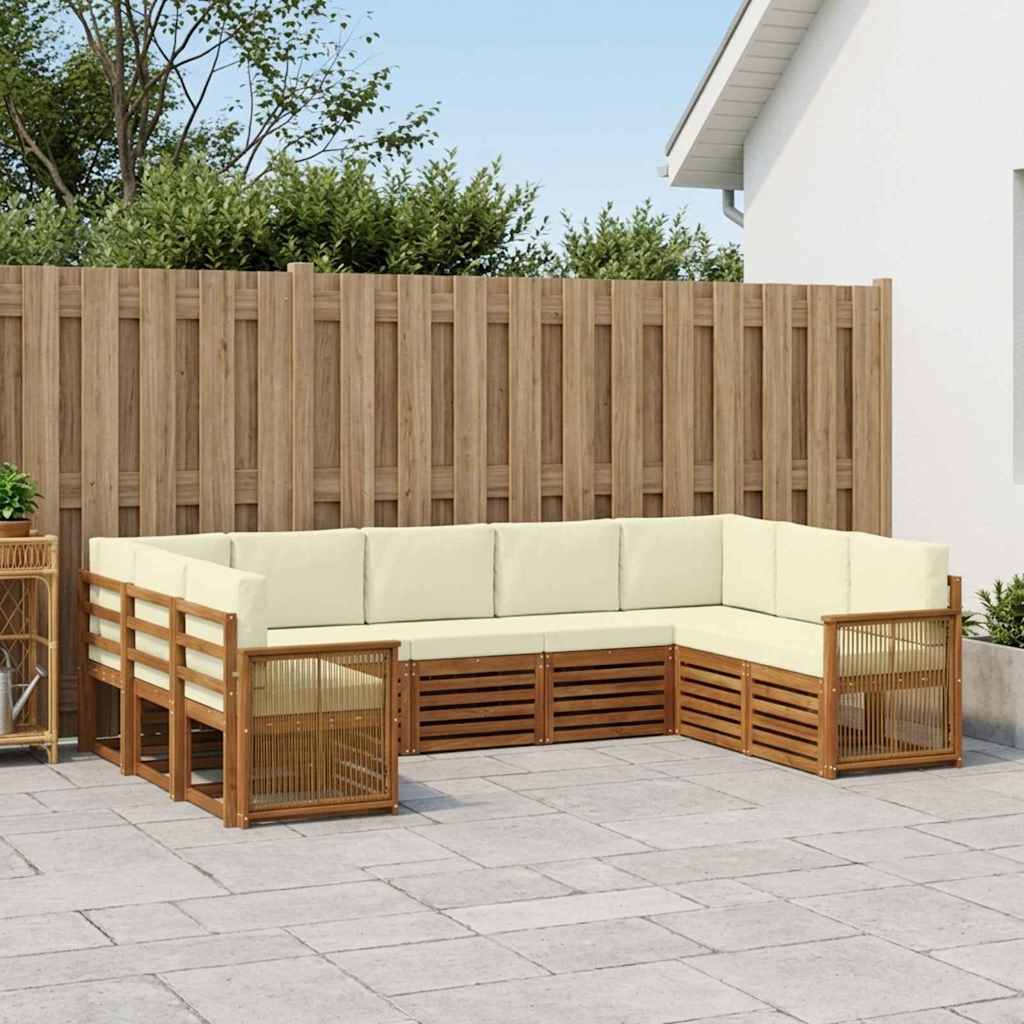 vidaXL Zestaw sofy narożnej z poduszką 7 pcs Naturalny i Kremowy