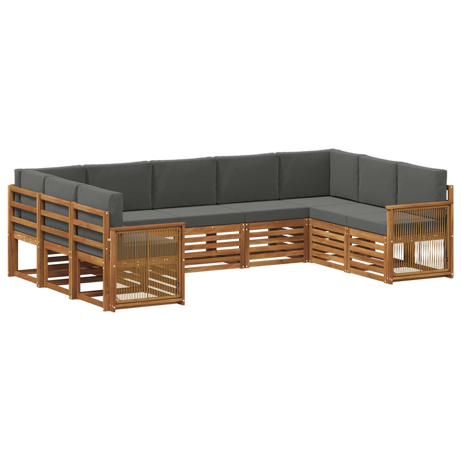 vidaXL Zestaw sofy narożnej z poduszką 7 pcs Naturalny i Antracytowy