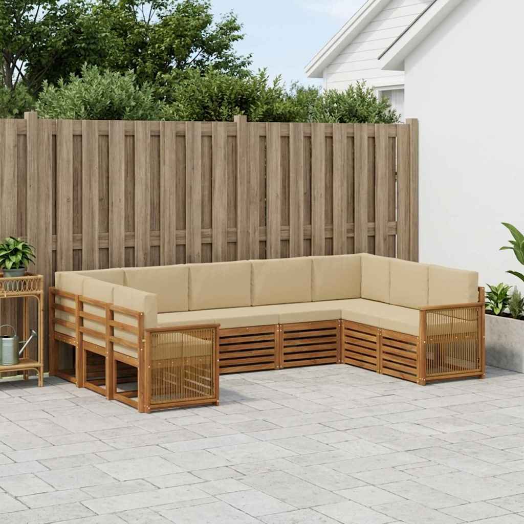 vidaXL Zestaw sofy narożnej z poduszką 7 pcs naturalny