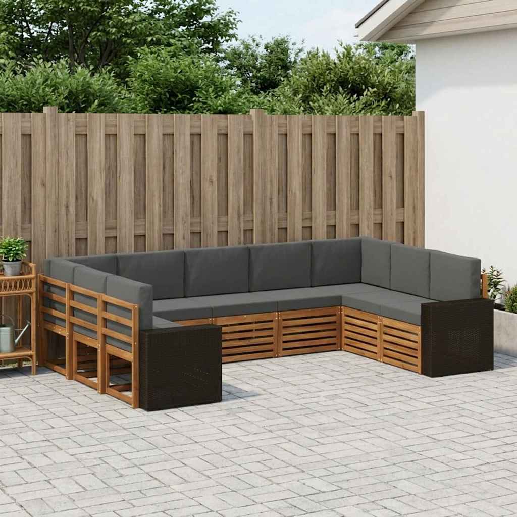 vidaXL Zestaw sofy narożnej 9 pcs Naturalny i Antracytowy Poliester