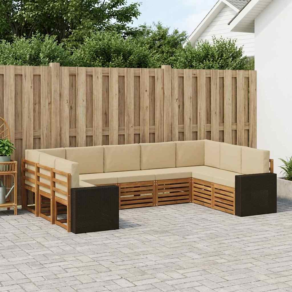 vidaXL Zestaw sofy narożnej 9 pcs Naturalny i Beżowy Poliester