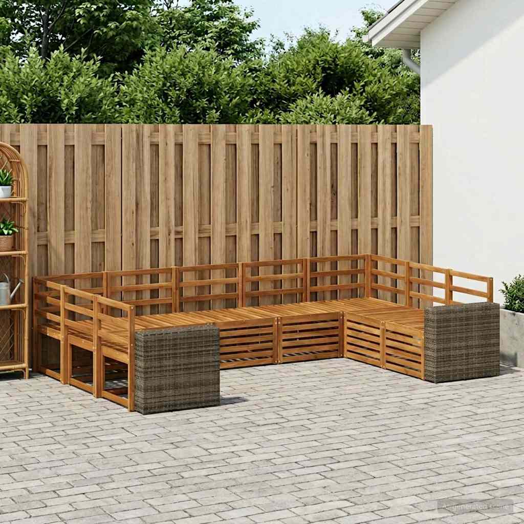 vidaXL Zestaw sofy narożnej 9 pcs naturalny Lite Drewno Akacji