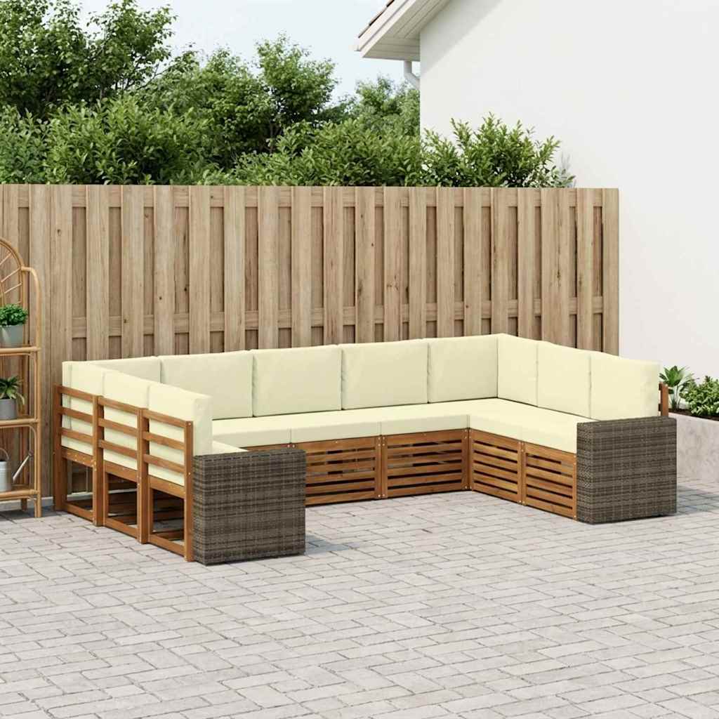 vidaXL Zestaw sofy narożnej 9 pcs Naturalny i Kremowy Poliester