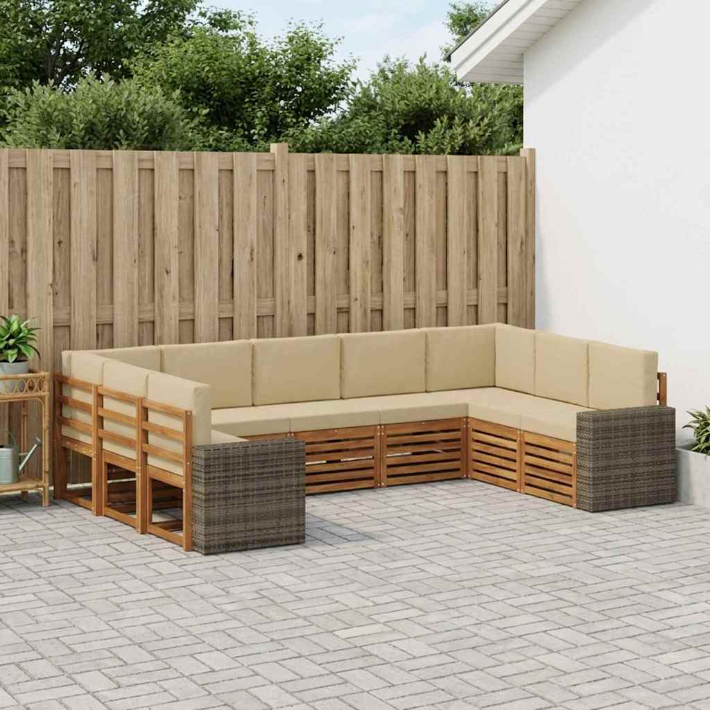 vidaXL Zestaw sofy narożnej 9 pcs Naturalny i Beżowy Poliester