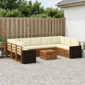 vidaXL Zestawy sof 10 pcs Naturalny i Kremowy Lite Drewno Akacji