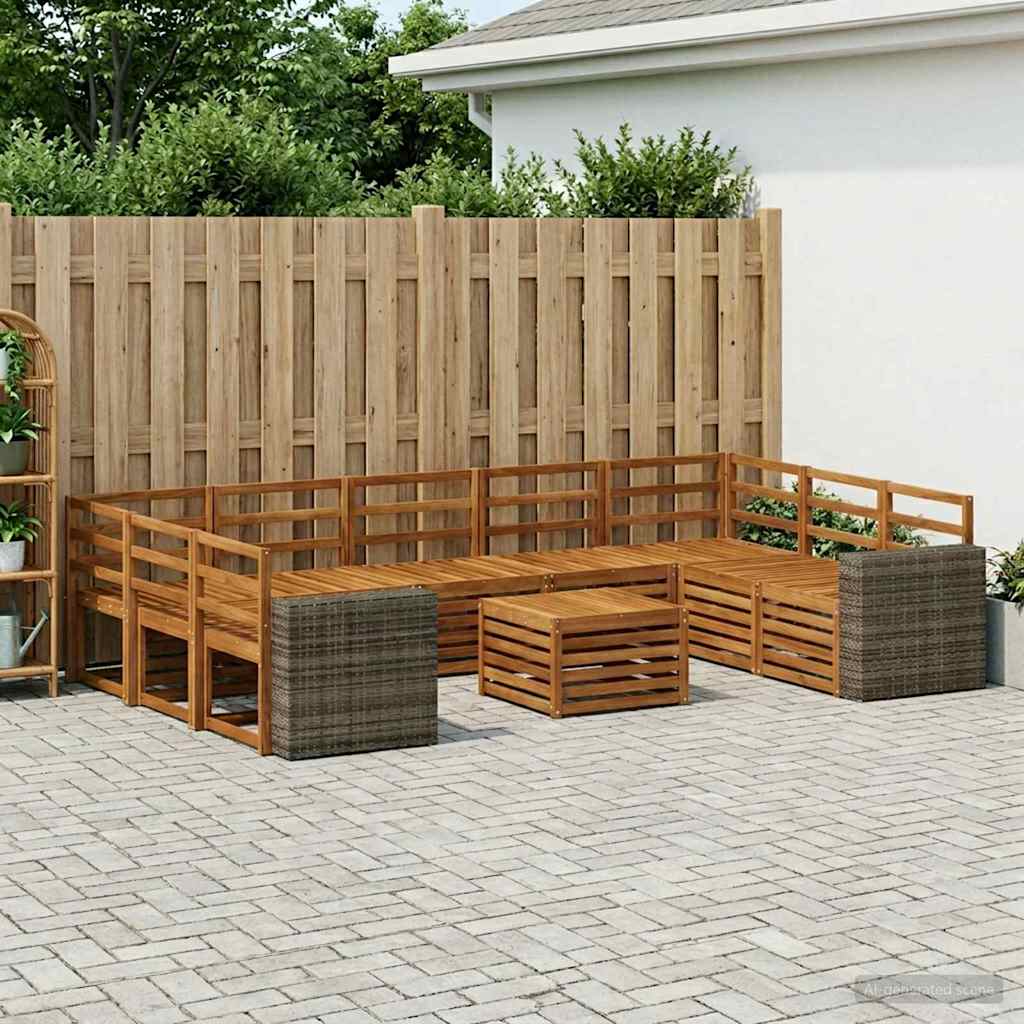 vidaXL Zestawy sof 10 pcs naturalny Lite Drewno Akacji
