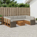 vidaXL Zestawy sof 10 pcs Naturalny i jasnoszary Lite Drewno Akacji