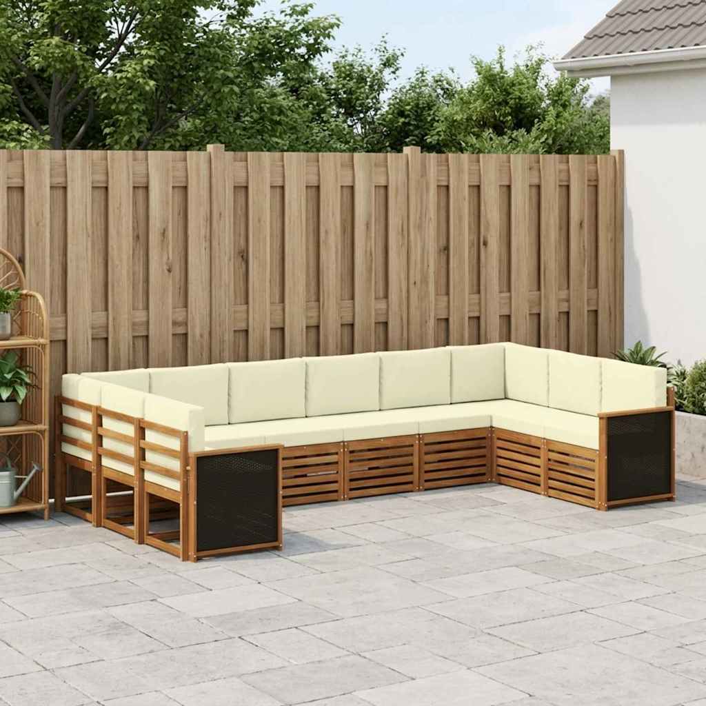 vidaXL Zestaw sofy narożnej z poduszką 7 pcs Naturalny i Kremowy