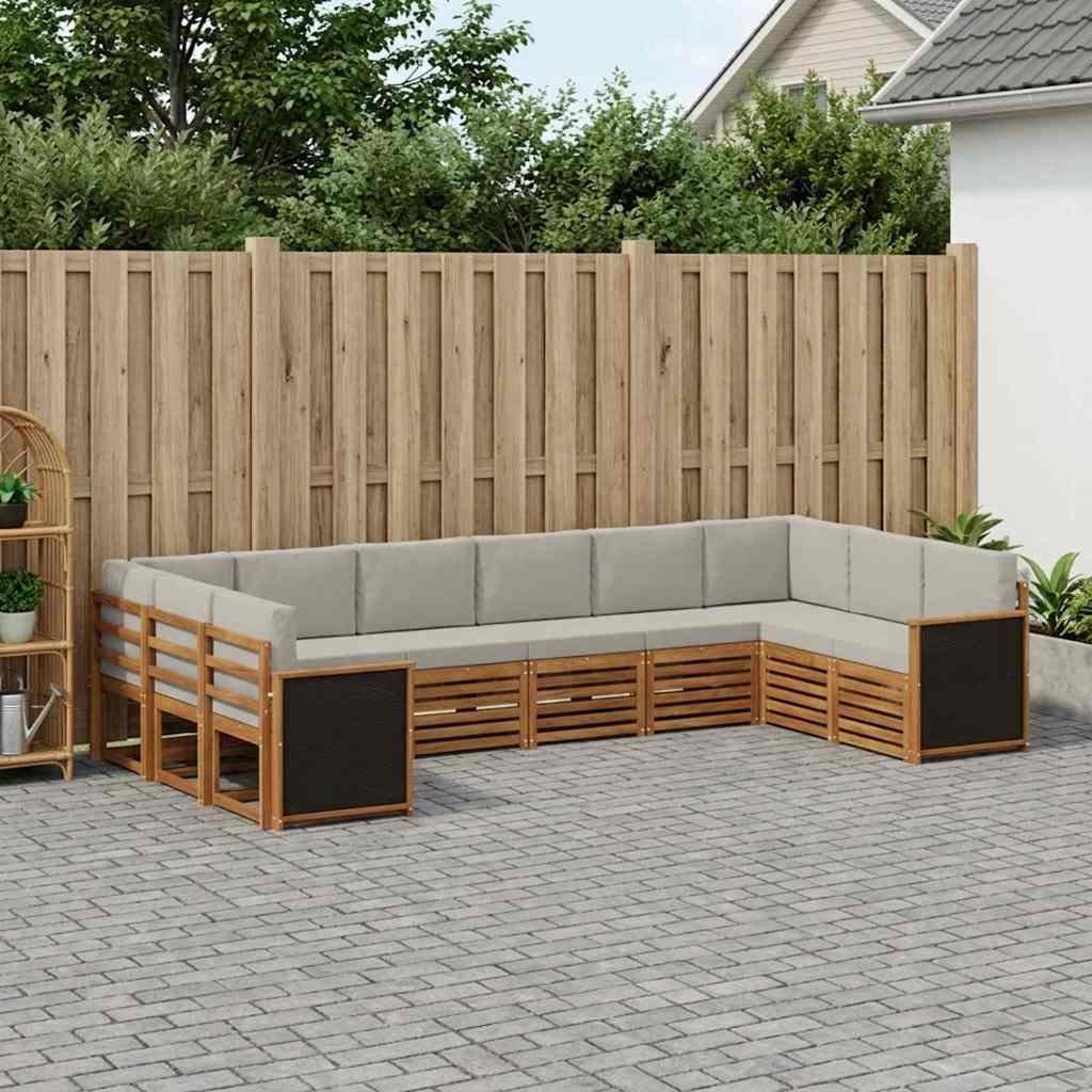 vidaXL Zestaw sofy narożnej z poduszką 7 pcs Naturalny i jasnoszary