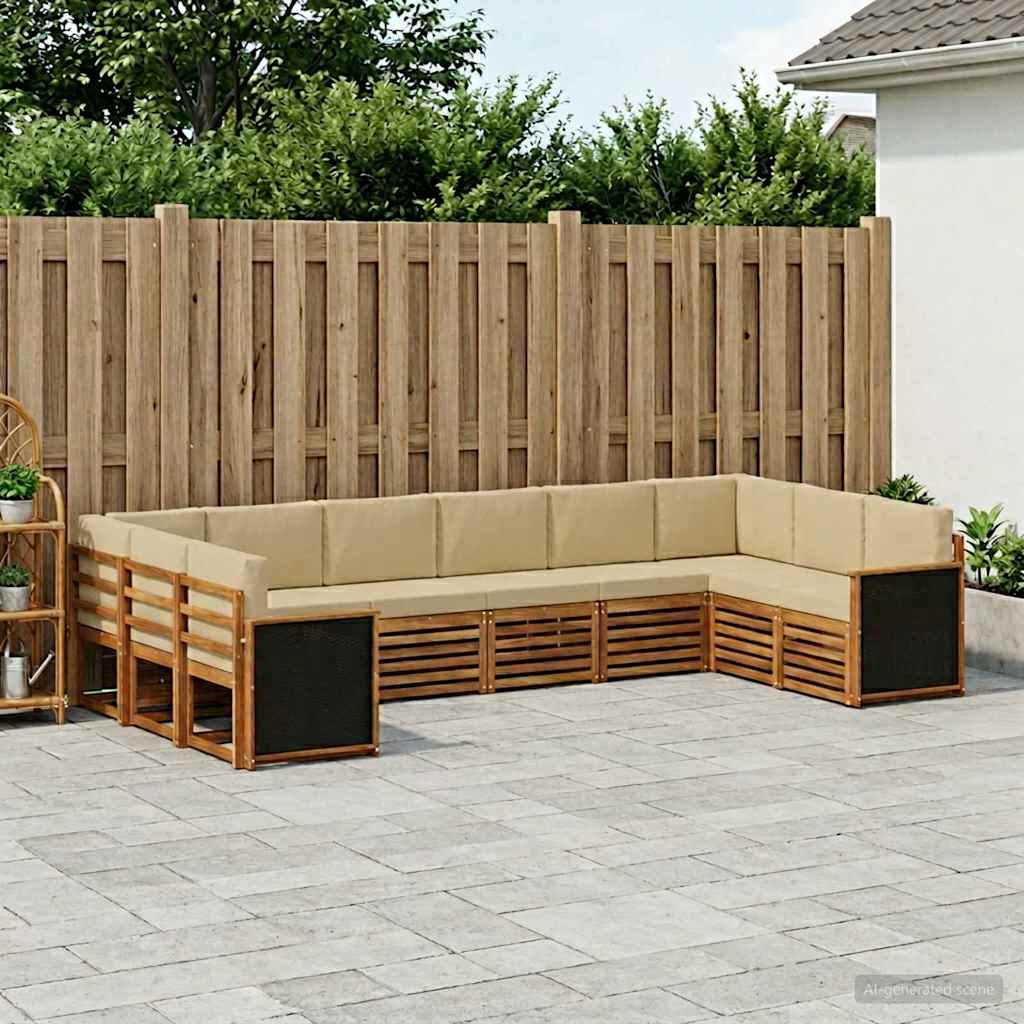 vidaXL Zestaw sofy narożnej z poduszką 7 pcs naturalny