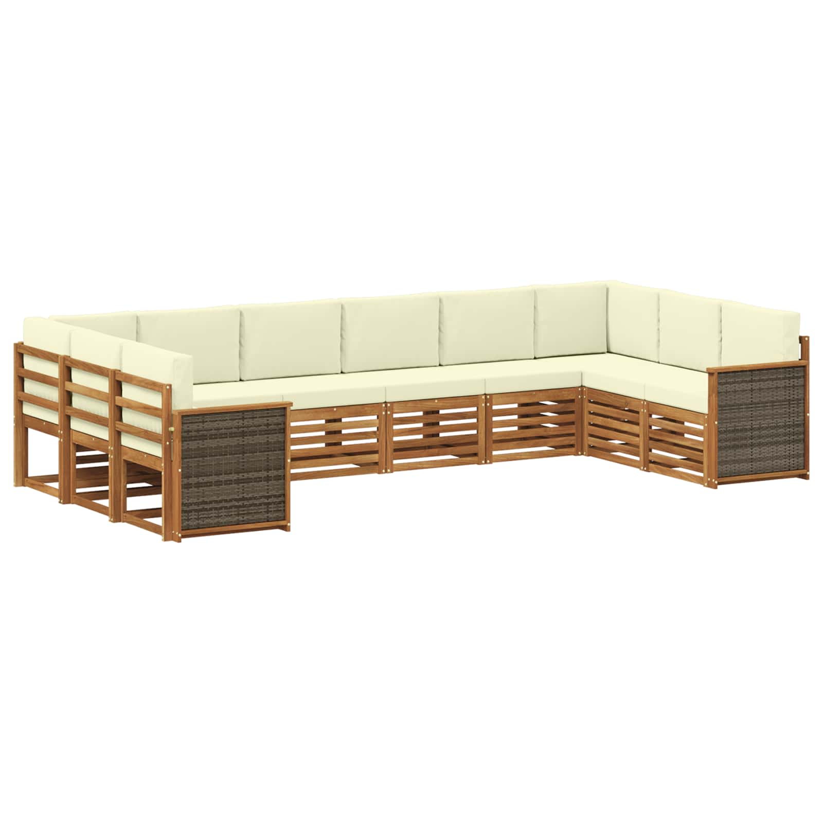 vidaXL Zestaw sofy narożnej z poduszką 7 pcs Naturalny i Kremowy