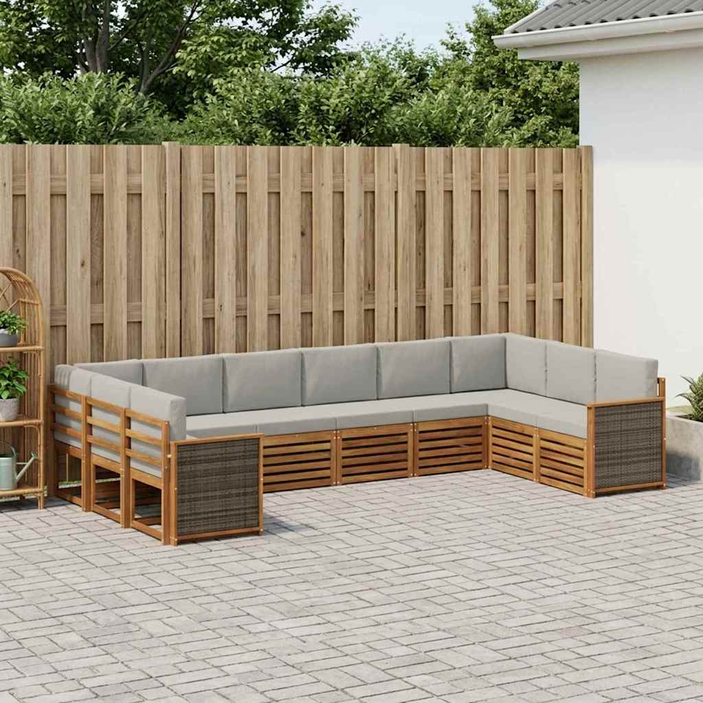 vidaXL Zestaw sofy narożnej z poduszką 7 pcs Naturalny i jasnoszary