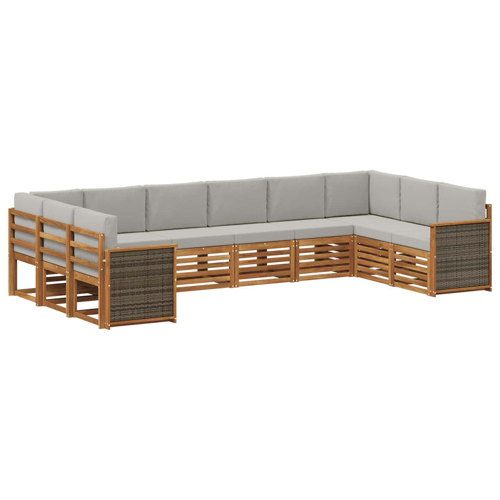 vidaXL Zestaw sofy narożnej z poduszką 7 pcs Naturalny i jasnoszary