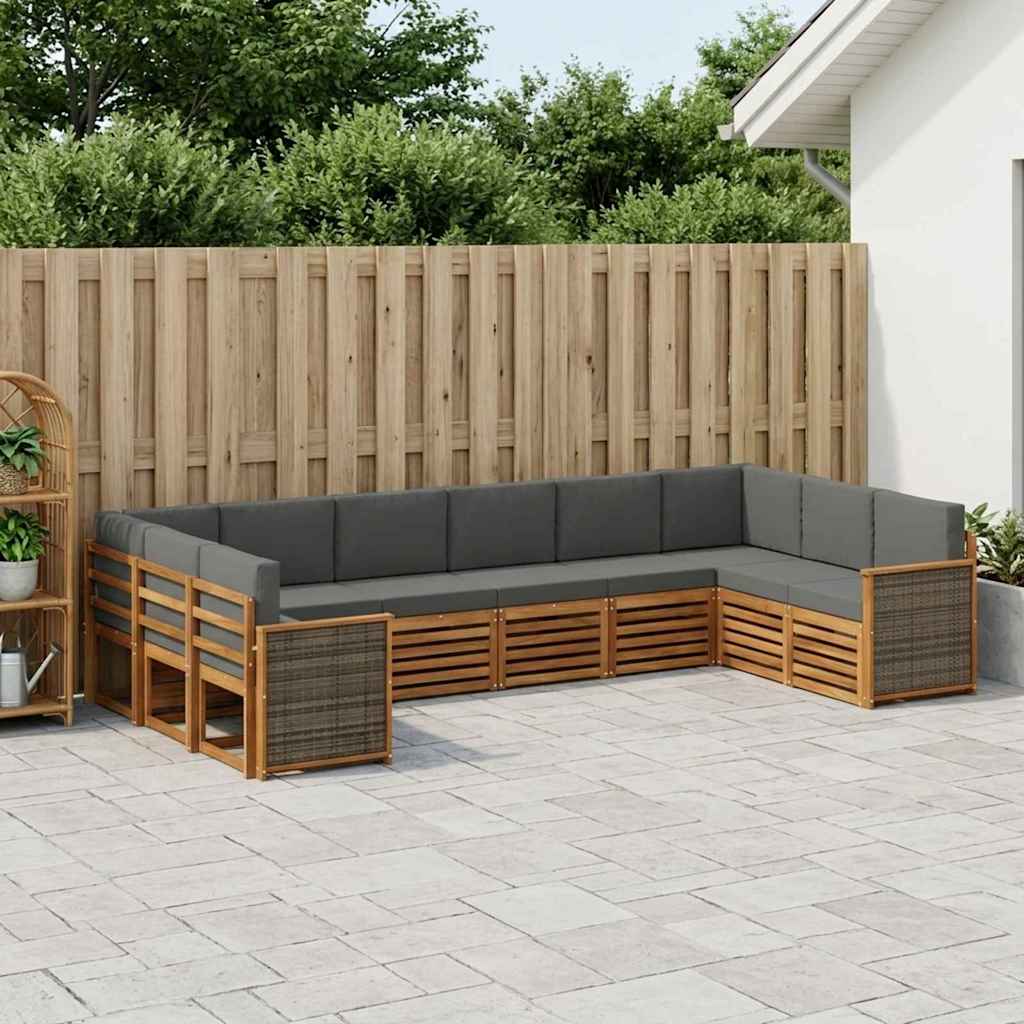 vidaXL Zestaw sofy narożnej z poduszką 7 pcs Naturalny i Antracytowy