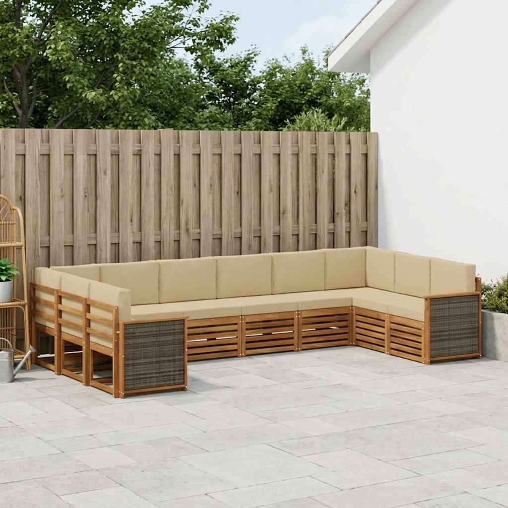 vidaXL Zestaw sofy narożnej z poduszką 7 pcs naturalny