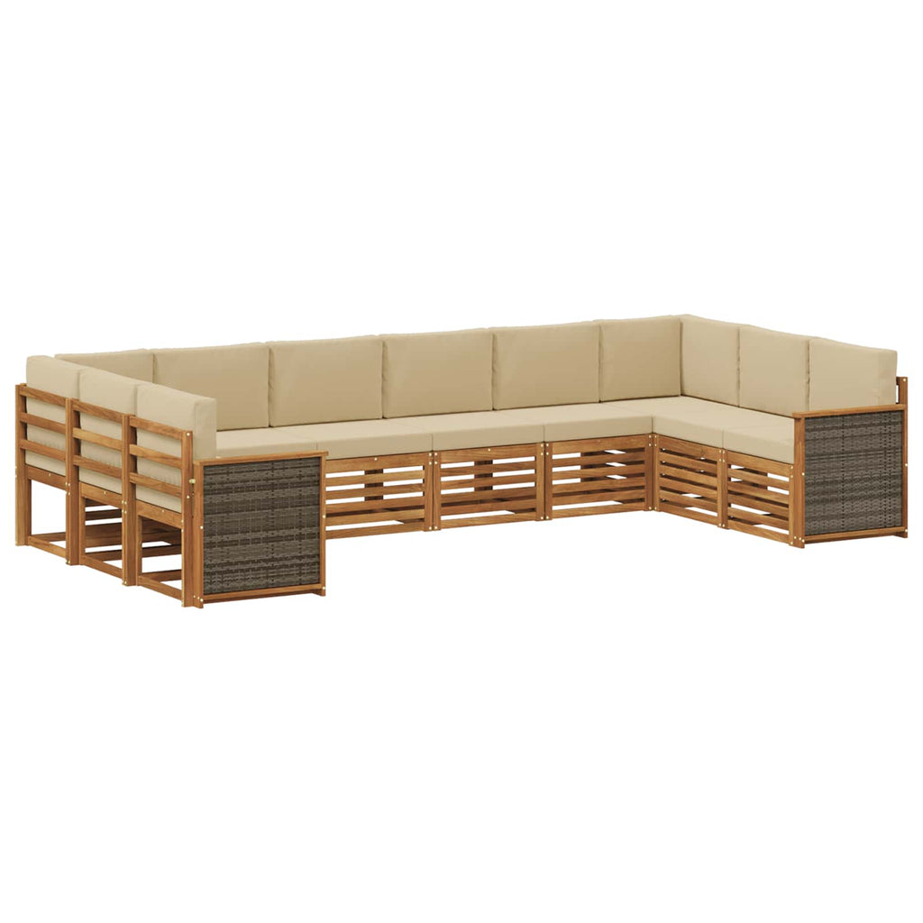 vidaXL Zestaw sofy narożnej z poduszką 7 pcs naturalny