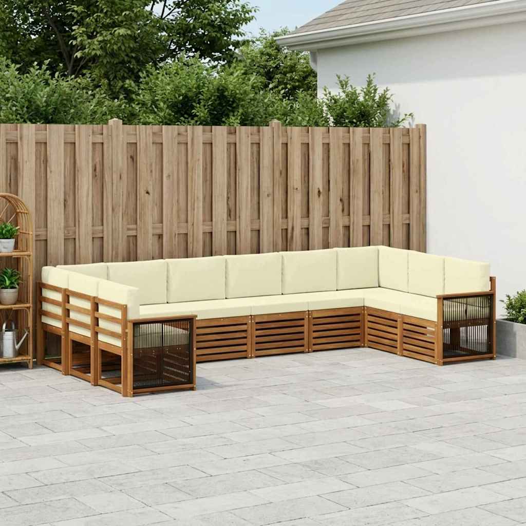 vidaXL Zestaw sofy narożnej z poduszką 7 pcs Naturalny i Kremowy