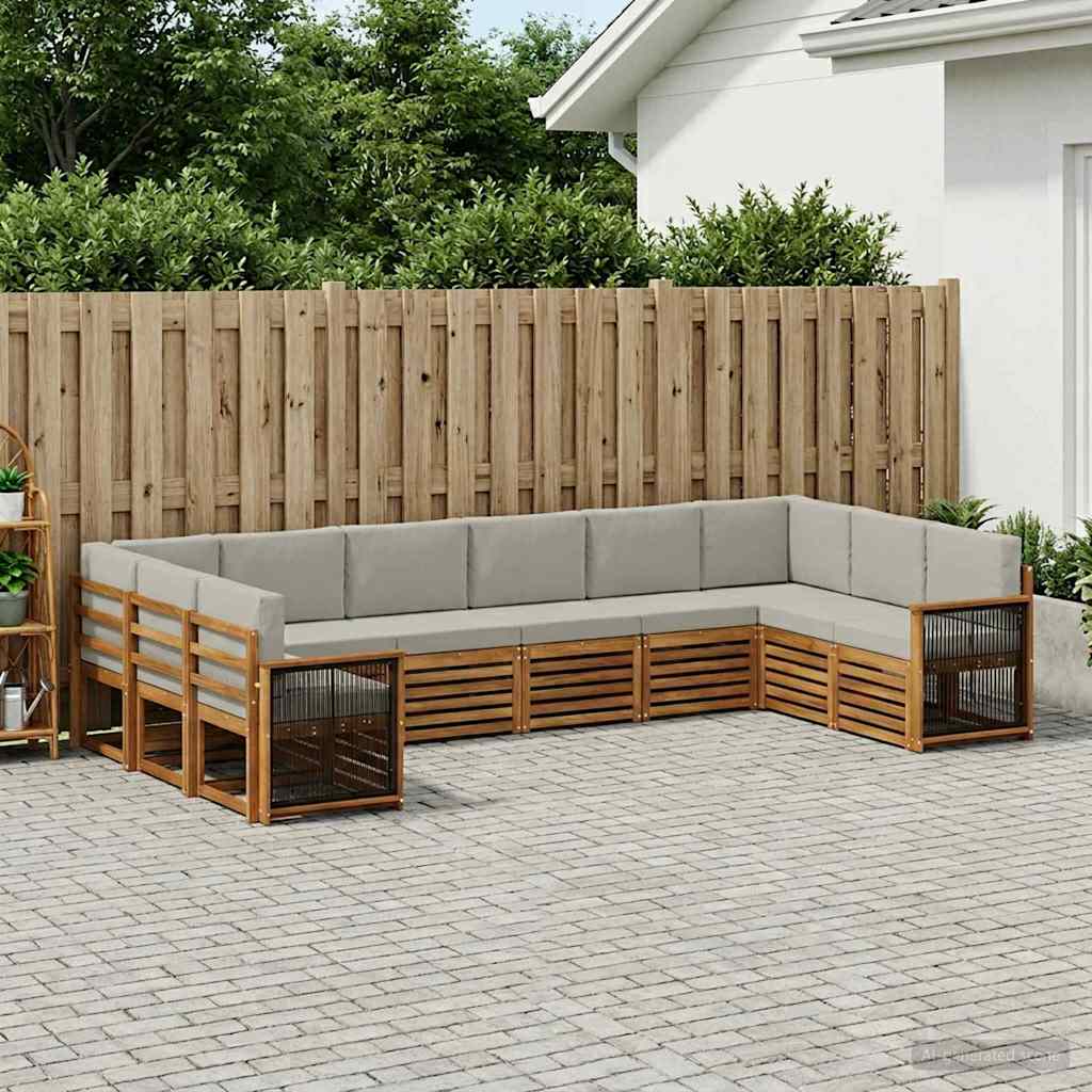 vidaXL Zestaw sofy narożnej z poduszką 7 pcs Naturalny i jasnoszary