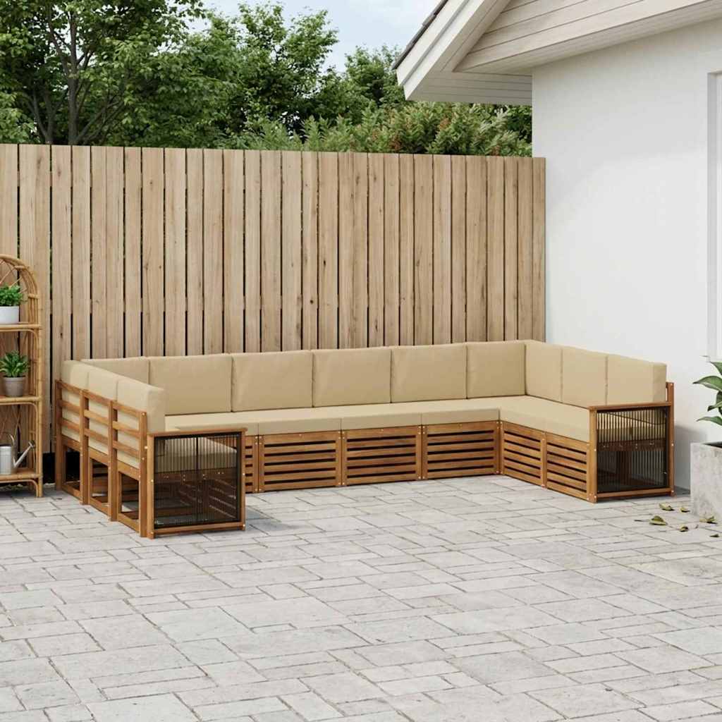 vidaXL Zestaw sofy narożnej z poduszką 7 pcs naturalny