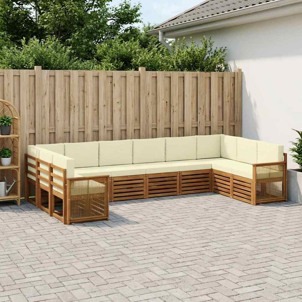 vidaXL Zestaw sofy narożnej z poduszką 7 pcs Naturalny i Kremowy