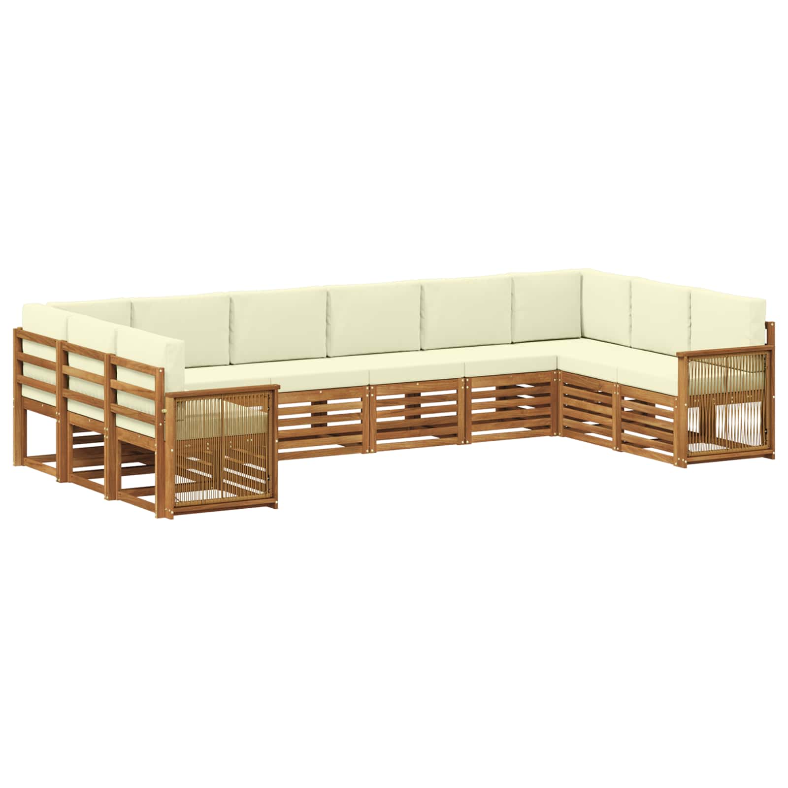 vidaXL Zestaw sofy narożnej z poduszką 7 pcs Naturalny i Kremowy