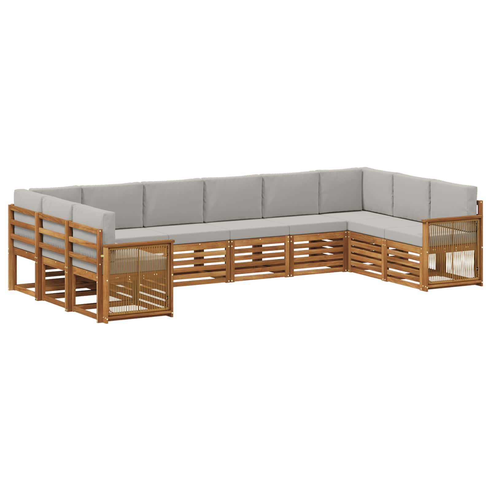 vidaXL Zestaw sofy narożnej z poduszką 7 pcs Naturalny i jasnoszary