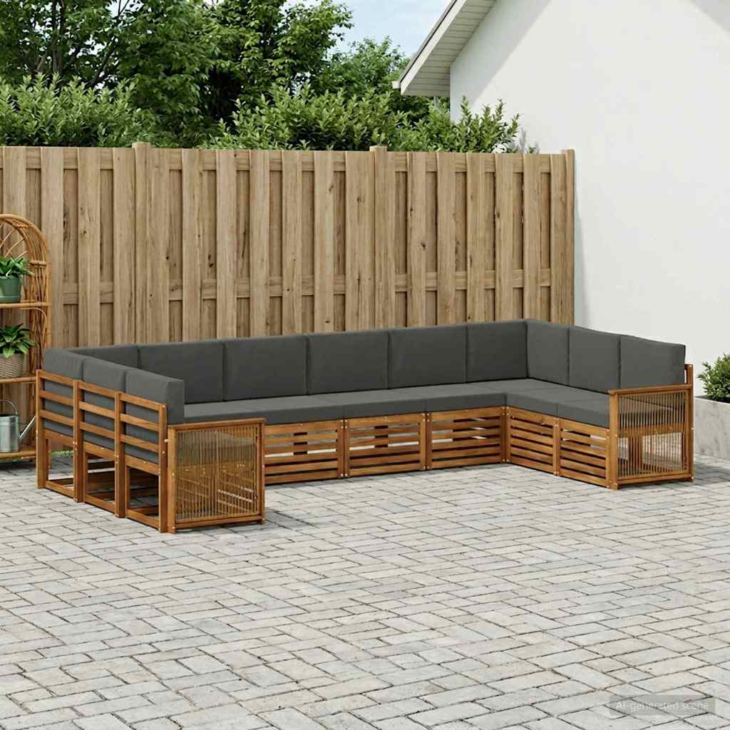 vidaXL Zestaw sofy narożnej z poduszką 7 pcs Naturalny i Antracytowy