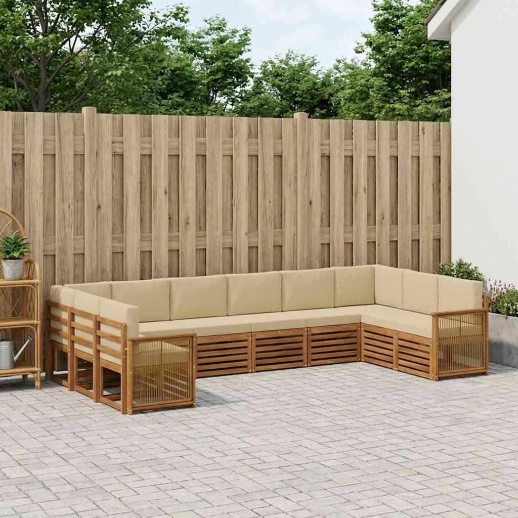 vidaXL Zestaw sofy narożnej z poduszką 7 pcs naturalny