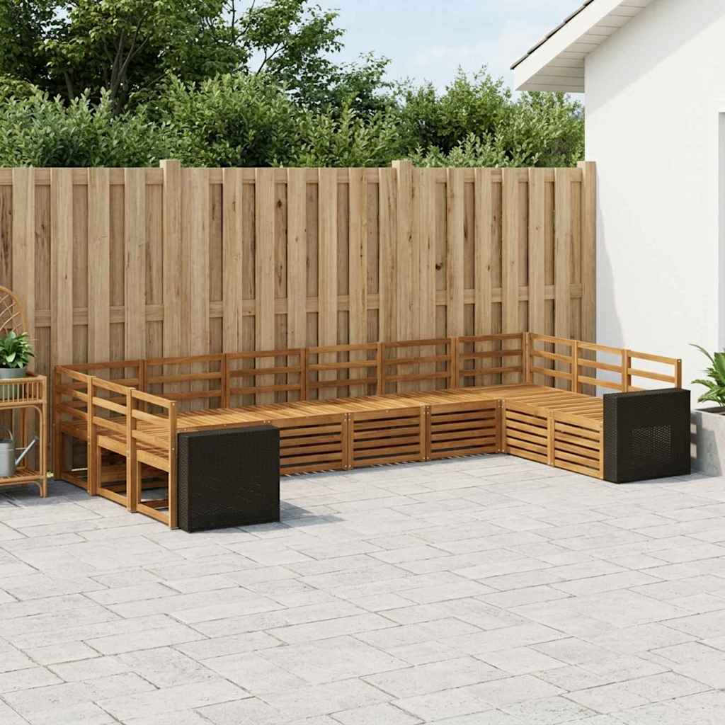 vidaXL Zestaw sofy narożnej 10 pcs naturalny Lite Drewno Akacji