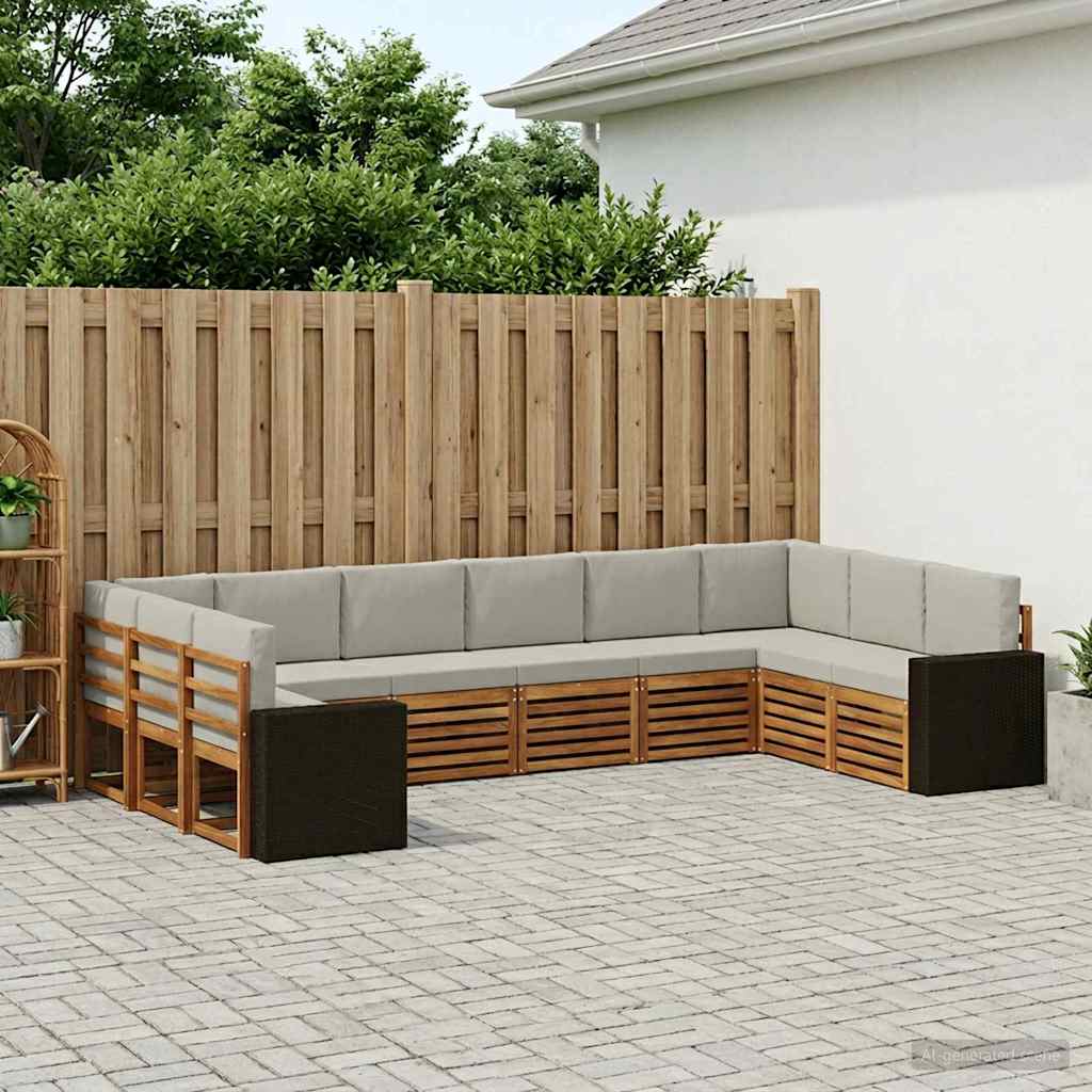 vidaXL Zestaw sofy narożnej 10 pcs Naturalny i jasnoszary Poliester