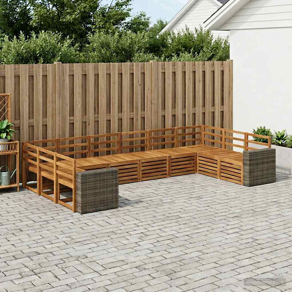 vidaXL Zestaw sof na zewnątrz 10 pcs naturalny Lite Drewno Akacji
