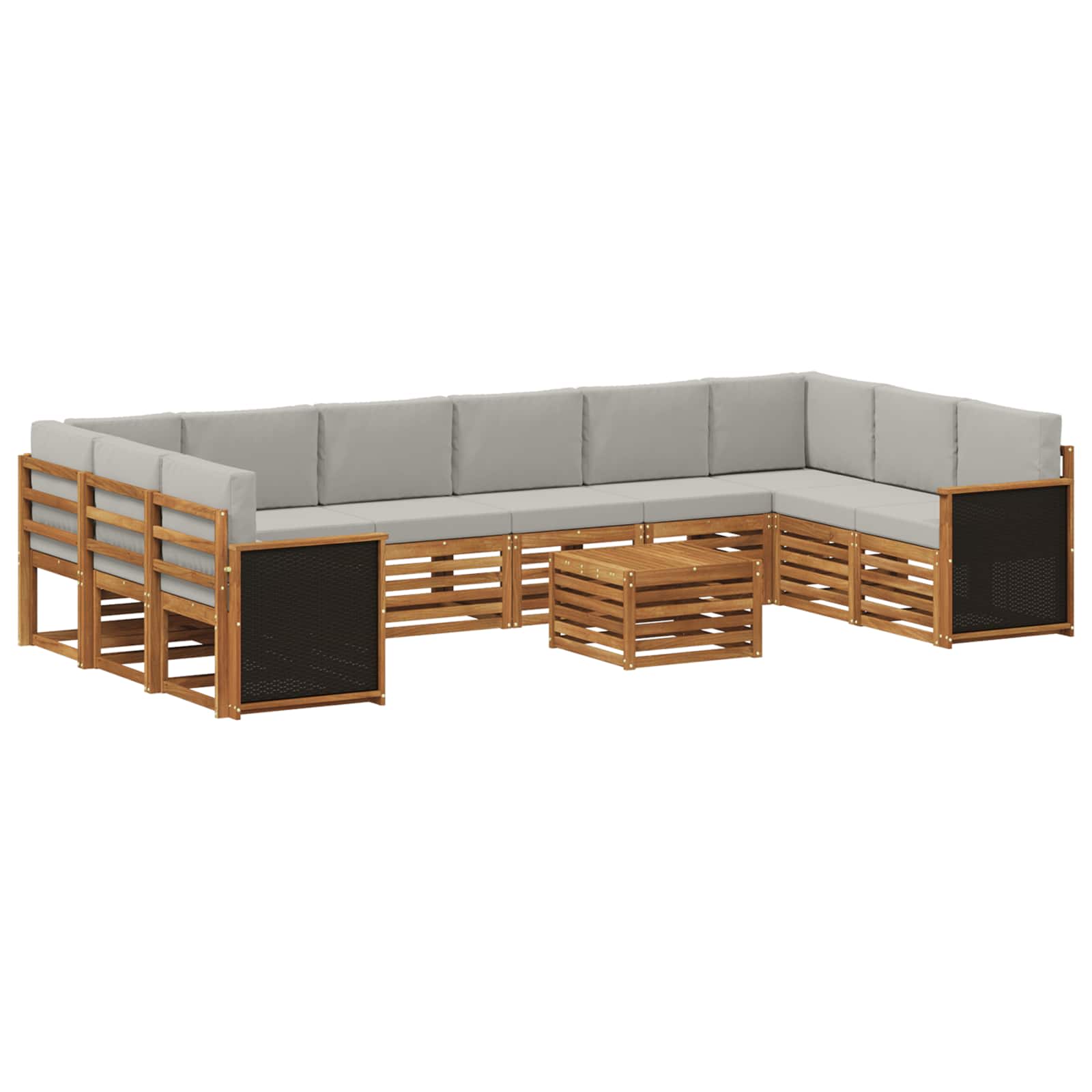 vidaXL Zestaw sof na zewnątrz z poduszką 8 pcs Naturalny i jasnoszary