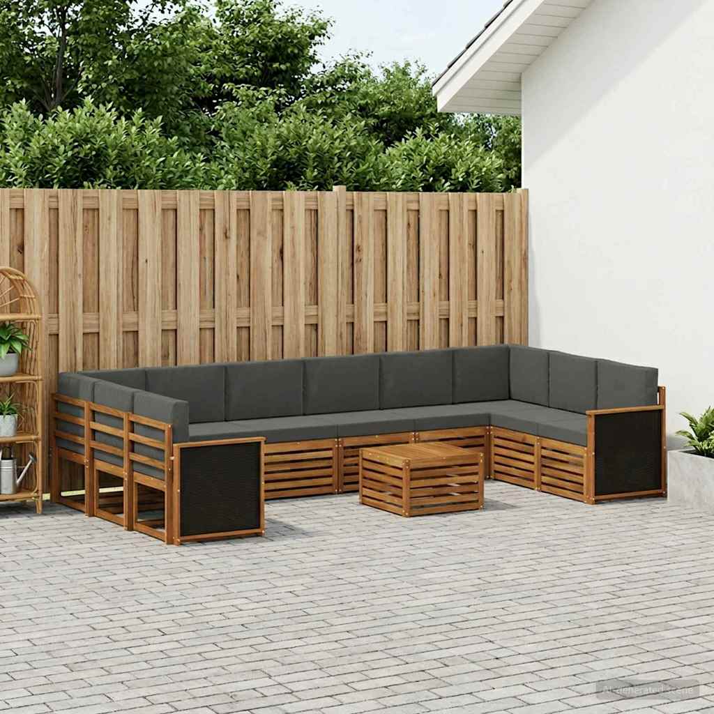 vidaXL Zestaw sof na zewnątrz z poduszką 8 pcs Naturalny i Antracytowy