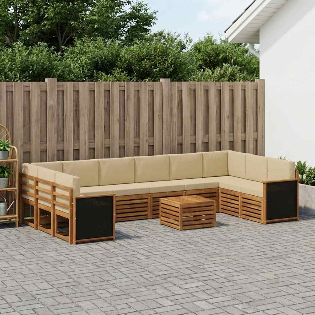 vidaXL Zestaw sof na zewnątrz z poduszką 8 pcs naturalny