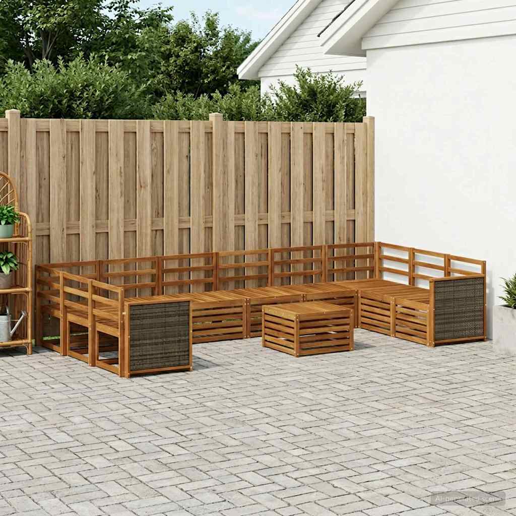 vidaXL Zestaw sof na zewnątrz 8 pcs naturalny Lite Drewno Akacji