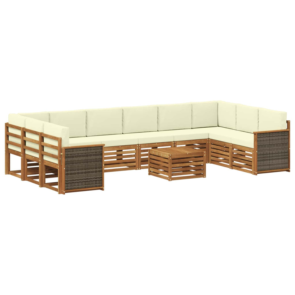 vidaXL Zestaw sof na zewnątrz z poduszką 8 pcs Naturalny i Kremowy
