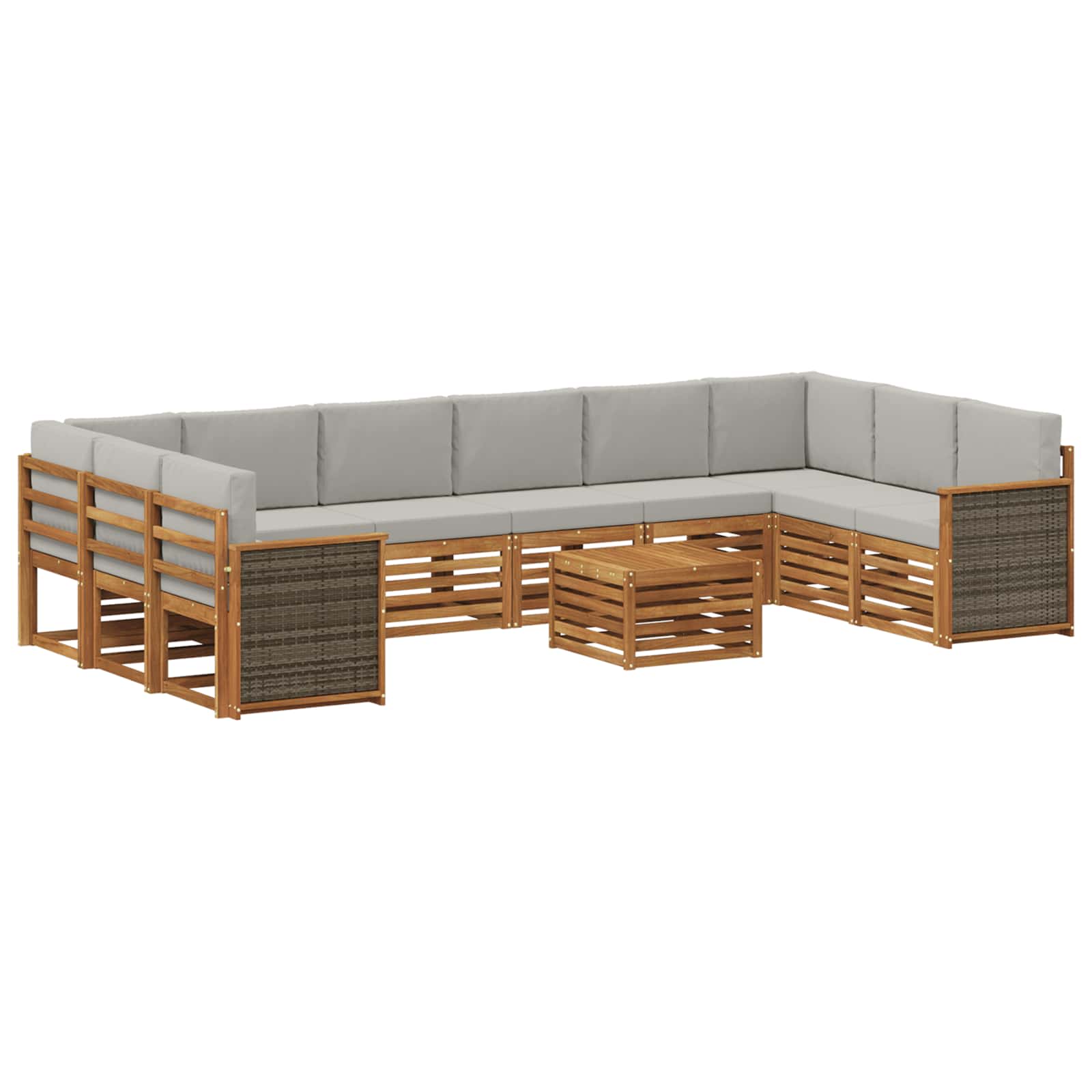 vidaXL Zestaw sof na zewnątrz z poduszką 8 pcs Naturalny i jasnoszary