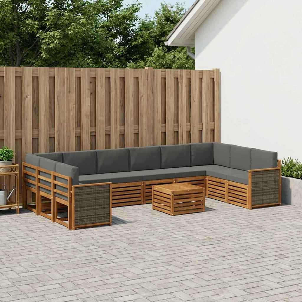vidaXL Zestaw sof na zewnątrz z poduszką 8 pcs Naturalny i Antracytowy