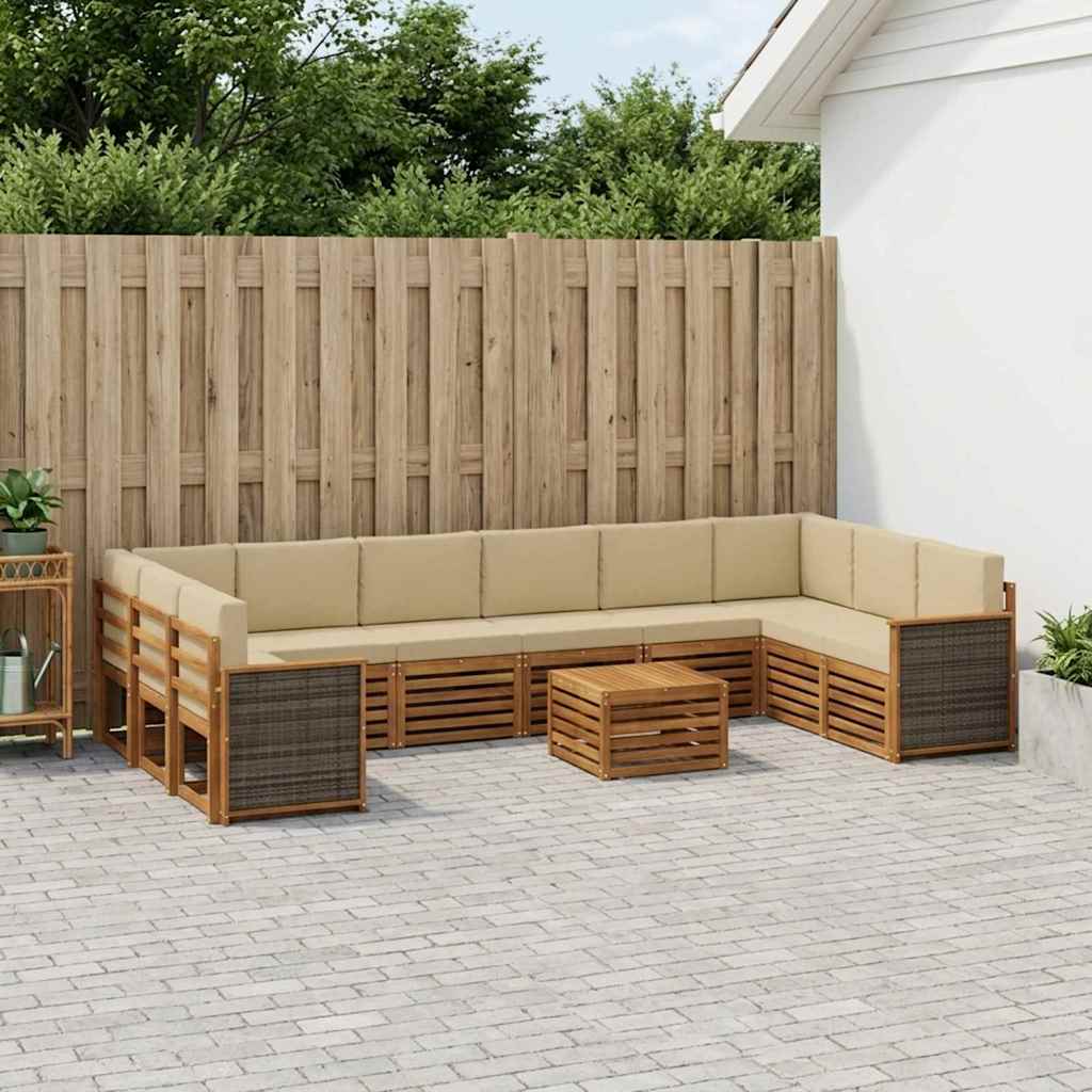vidaXL Zestaw sof na zewnątrz z poduszką 8 pcs naturalny
