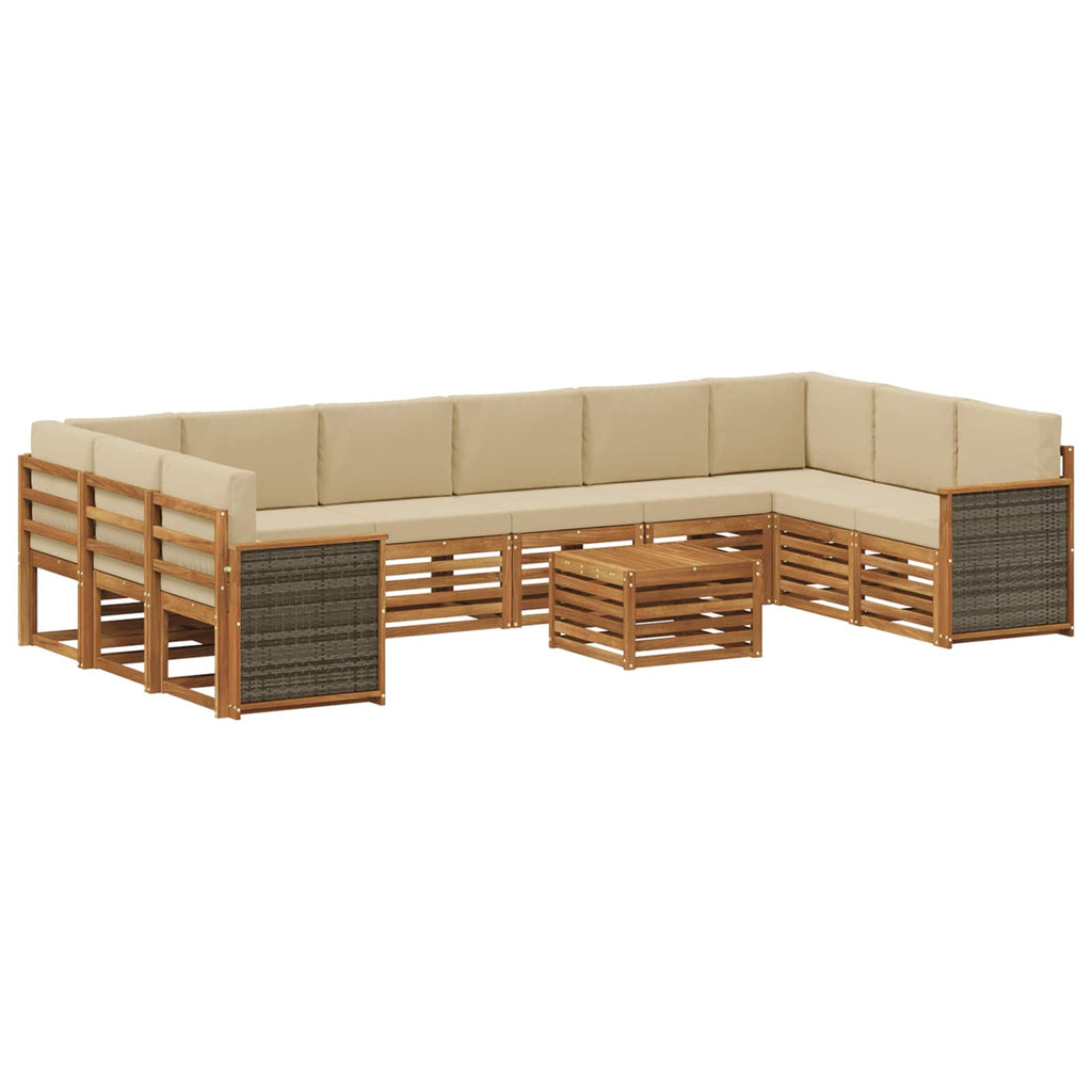 vidaXL Zestaw sof na zewnątrz z poduszką 8 pcs naturalny