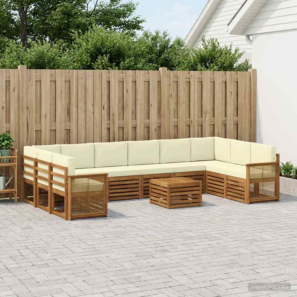 vidaXL Zestaw sof na zewnątrz z poduszką 8 pcs Naturalny i Kremowy