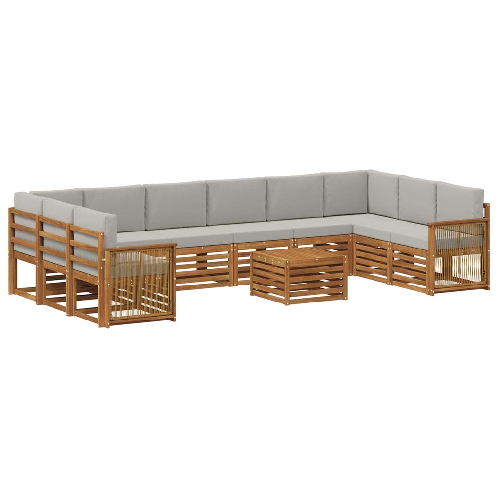vidaXL Zestaw sof na zewnątrz z poduszką 8 pcs Naturalny i jasnoszary